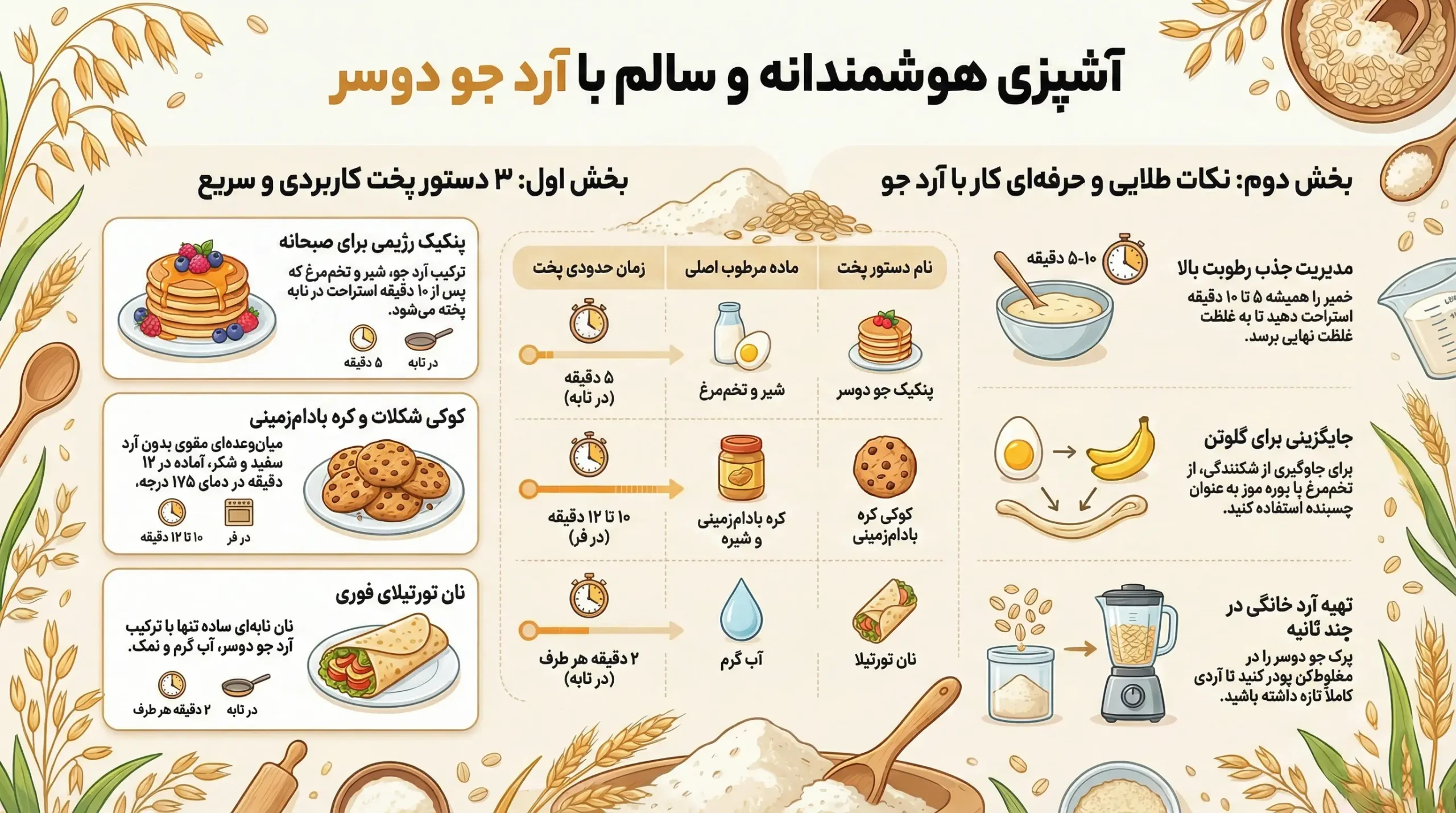 با آرد جو دوسر چی درست کنم